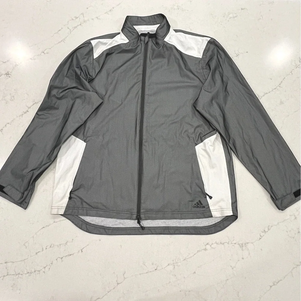 Adidas Golf Rain Rdy Waterproof Jacket Mens XL Black White Full‎ Zip Golf Active